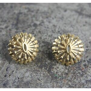 Signed Trifari clip-on earrings, round starburst pattern